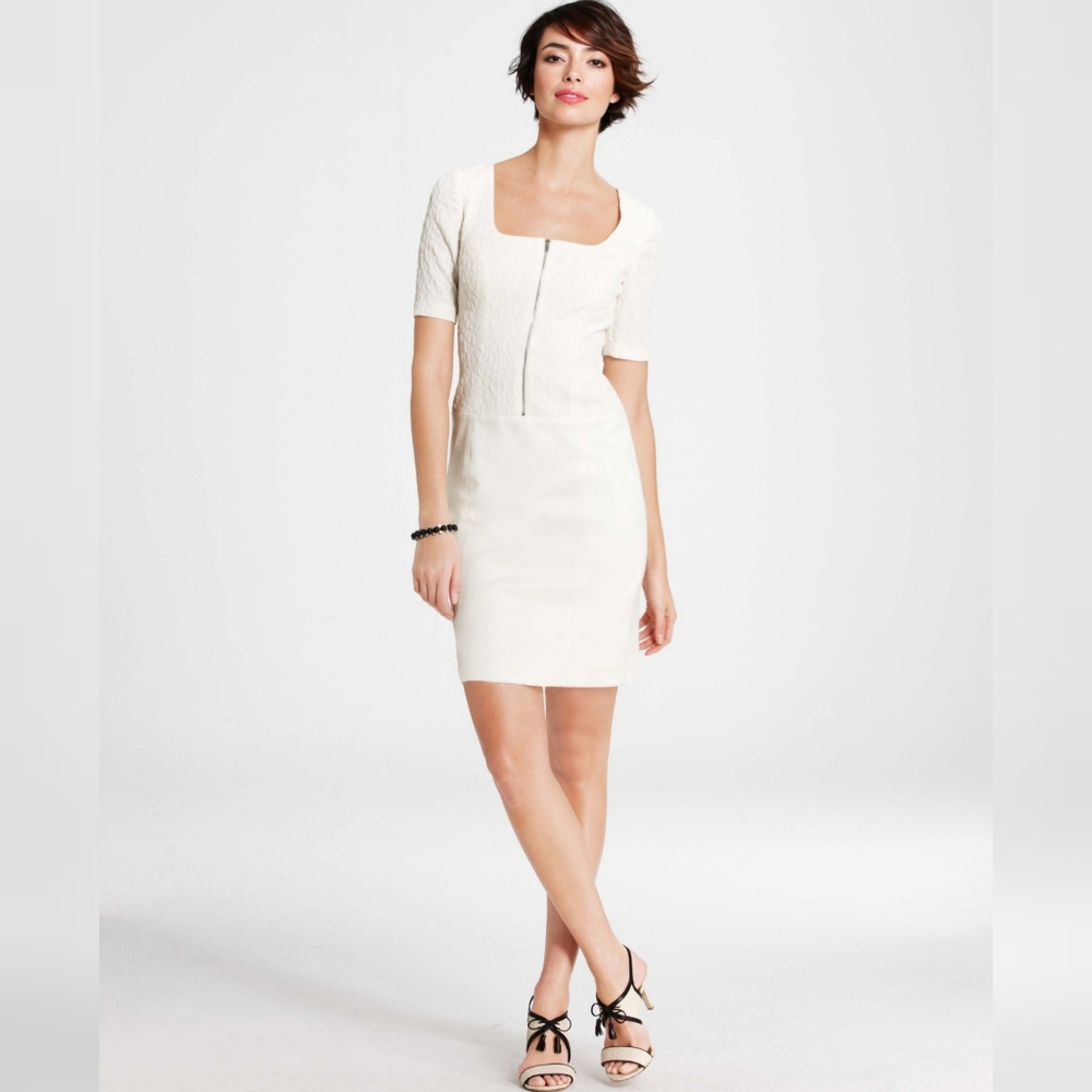Ann Taylor White Zip Front Dress